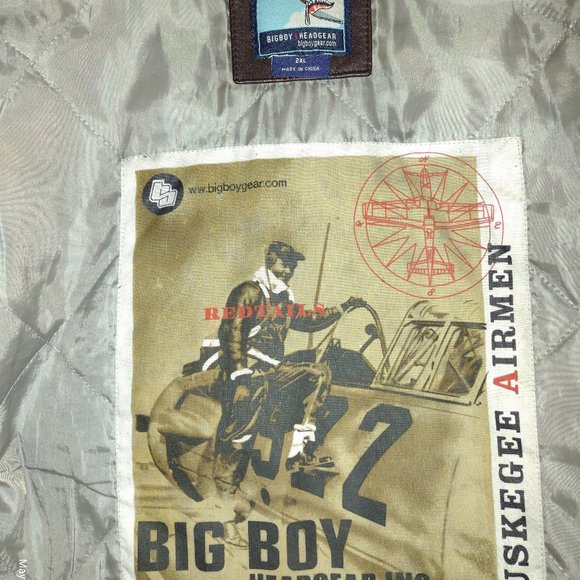 LEATHER TUSKEGEE AIRMAN BOMBER JACKET - Picture 3 of 7